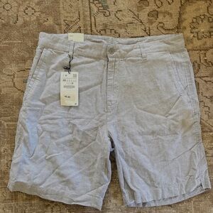 NWT Zara Slim Fit Men's Linen-Blend Shorts - Light Blue